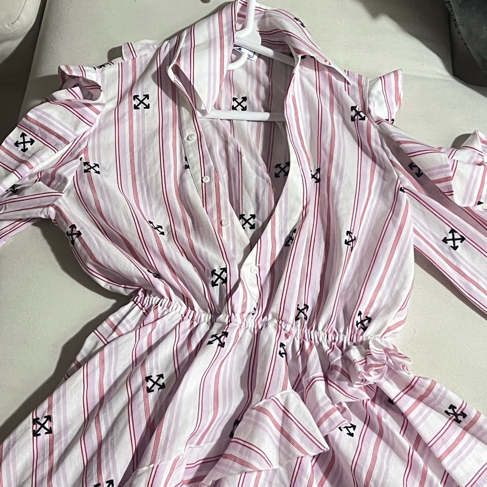 Off-White Pink and Red Striped Garment